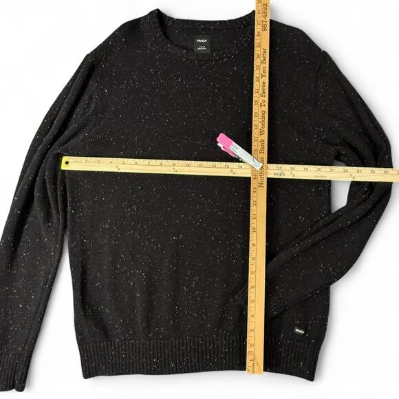 RVCA Crewneck Neps Sweater Skater Streetwear Goth Pullover Black Speckled Mens L - Picture 5 of 6